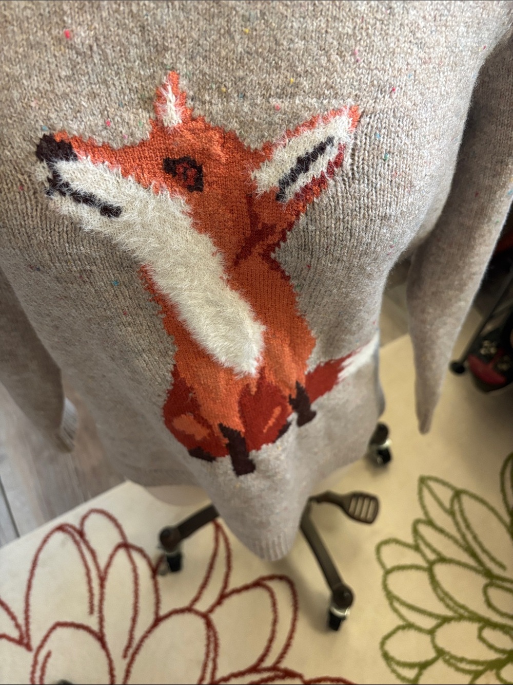 Beige Fox Intarsia Crewneck Sweater - Women - Picture 3 of 3